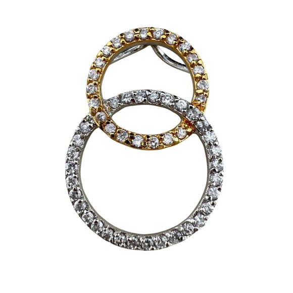 Two-Tone Sterling Silver Cubic Zirconia Interlocking Circle Pendant Necklace - Picture 1 of 6